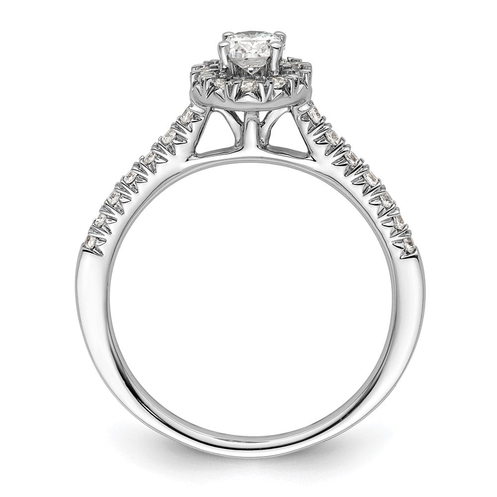 Designer 14K White Gold Halo Engagement Ring - 1/3 Carat Oval Center, Stylish Value