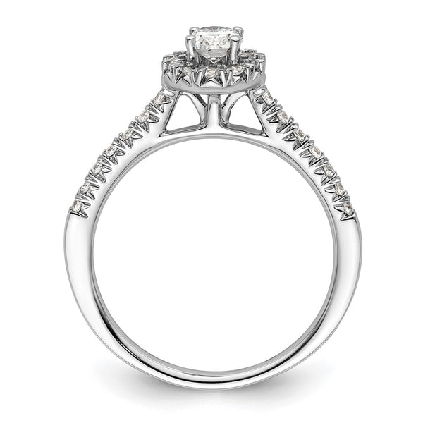 14K White Gold Halo Engagement Ring - 1/3 Carat Oval Center