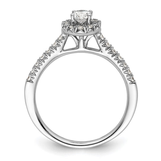 Designer 14K White Gold Halo Engagement Ring - 1/3 Carat Oval Center, Stylish Value
