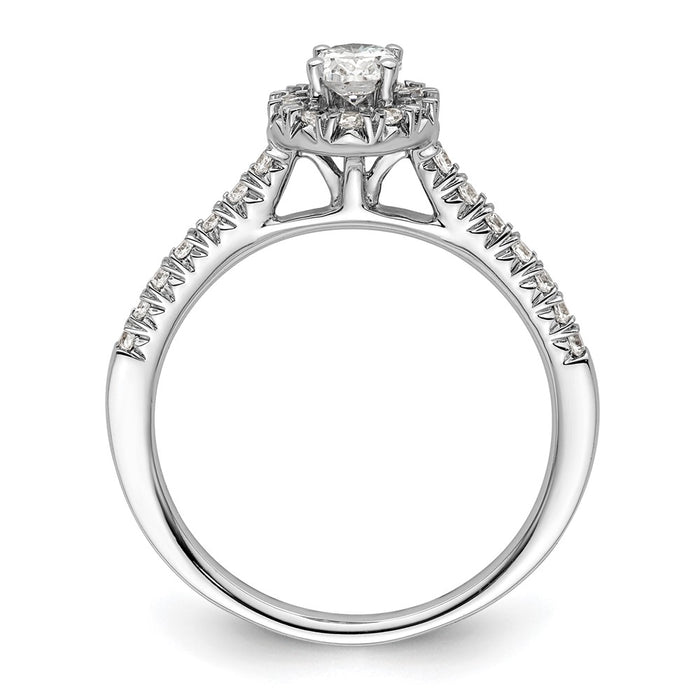 Designer 14K White Gold Halo Engagement Ring - 1/3 Carat Oval Center, Stylish Value-2