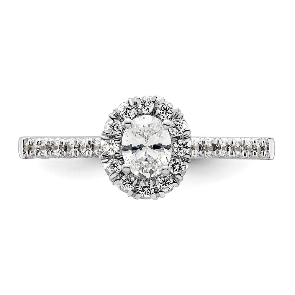 Designer 14K White Gold Halo Engagement Ring - 1/3 Carat Oval Center, Stylish Value