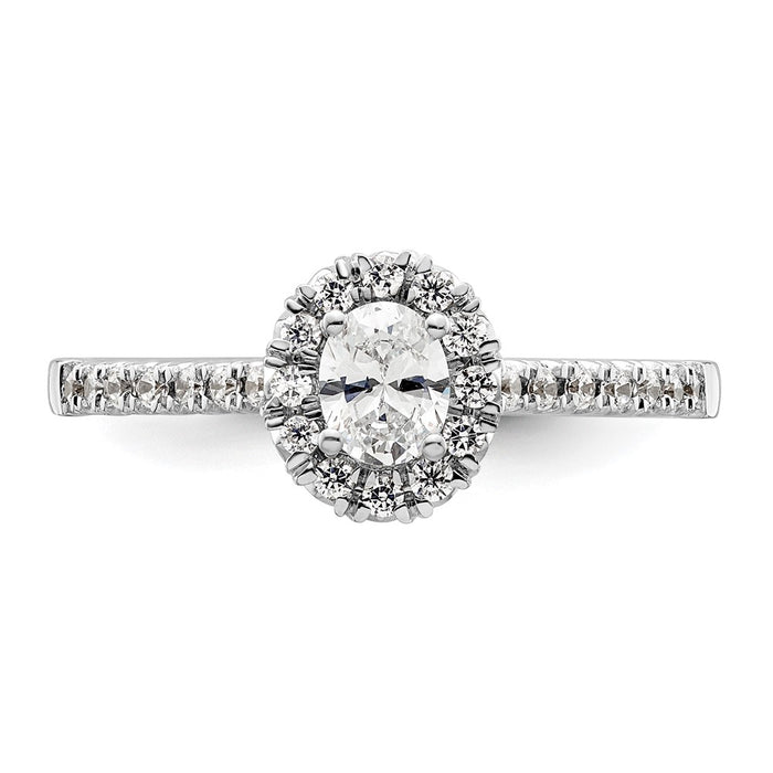 Designer 14K White Gold Halo Engagement Ring - 1/3 Carat Oval Center, Stylish Value-4