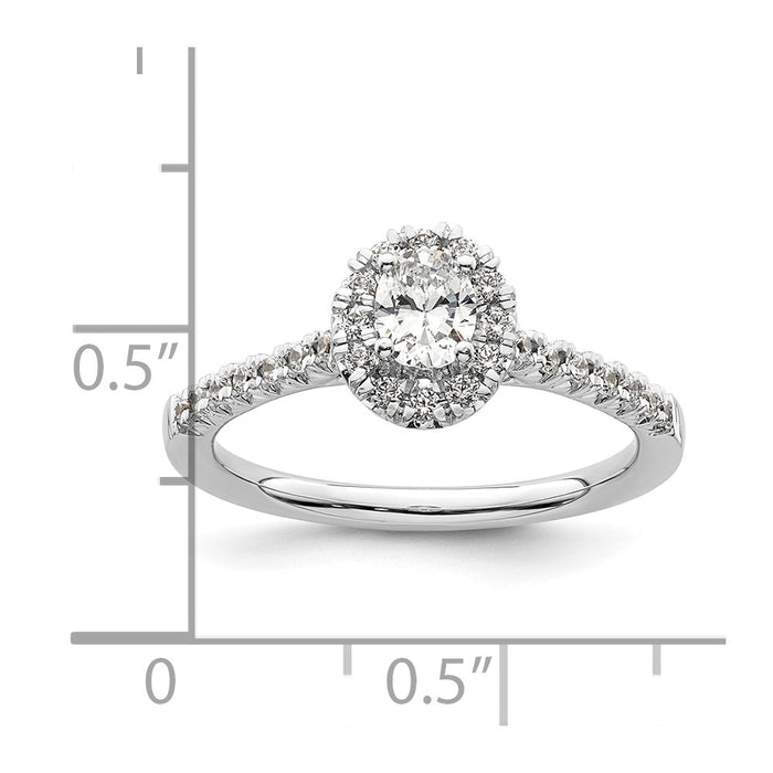Designer 14K White Gold Halo Engagement Ring - 1/3 Carat Oval Center, Stylish Value-7