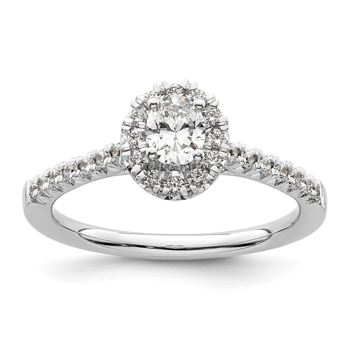 Designer 14K White Gold Halo Engagement Ring - 1/3 Carat Oval Center, Stylish Value-1