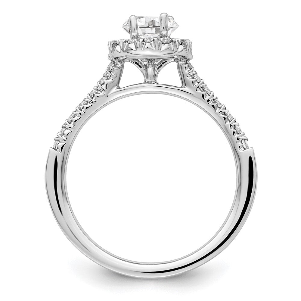 High-Quality 14K White Gold Halo Engagement Ring - 1/2 Carat Oval Center, Stylish Design