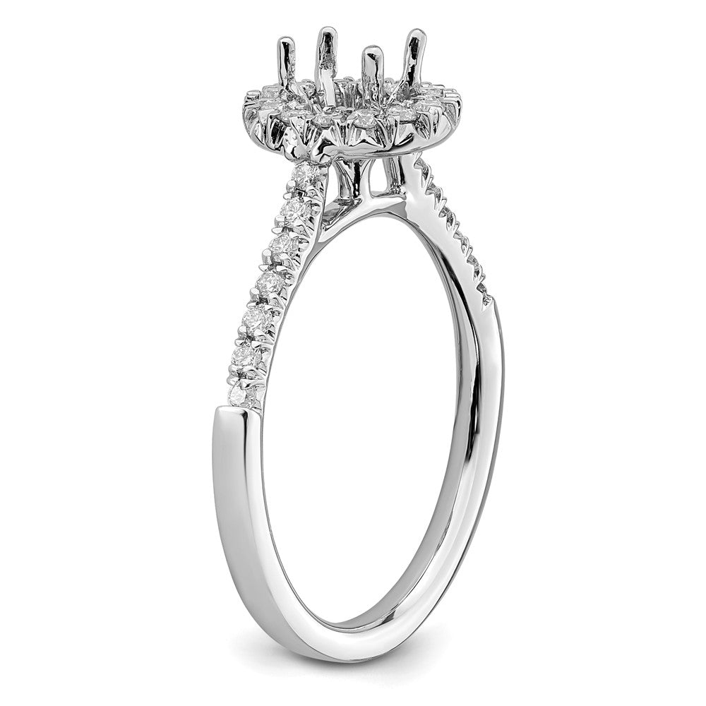 High-Quality 14K White Gold Halo Engagement Ring - 1/2 Carat Oval Center, Stylish Design