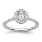 High-Quality 14K White Gold Halo Engagement Ring - 1/2 Carat Oval Center, Stylish Design-1