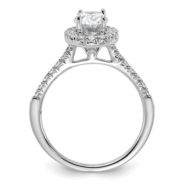 Exclusive 14K White Gold Halo Engagement Ring | 1 Carat Oval & Diamond Accents