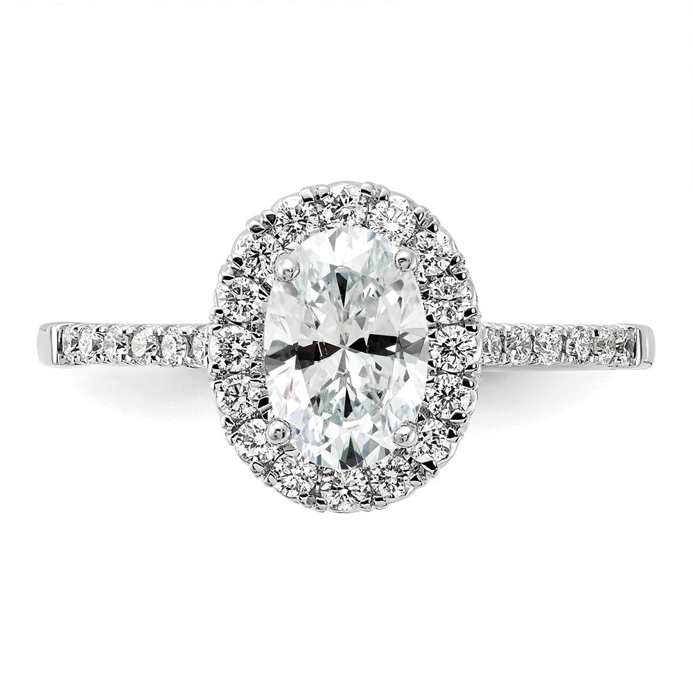Exclusive 14K White Gold Halo Engagement Ring | 1 Carat Oval & Diamond Accents