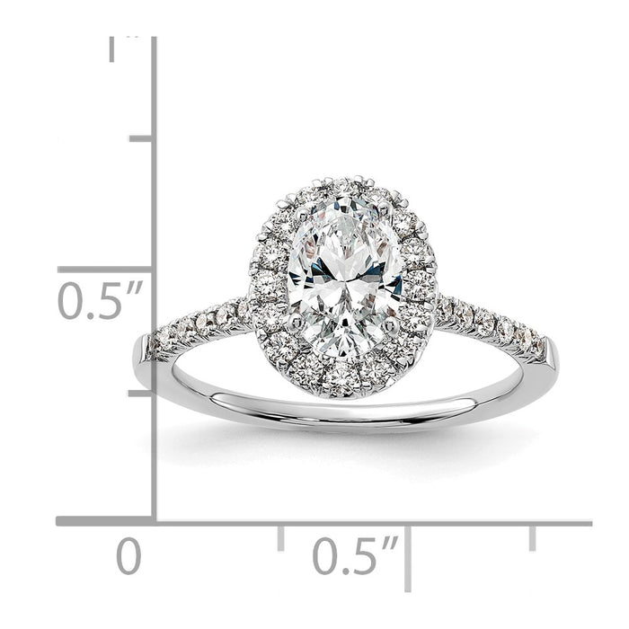 Exclusive 14K White Gold Halo Engagement Ring | 1 Carat Oval & Diamond Accents-7