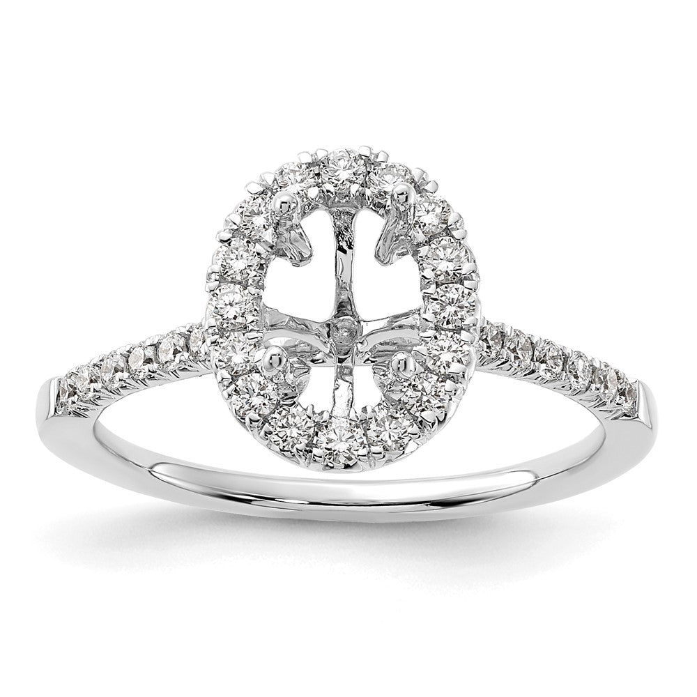 Exclusive 14K White Gold Halo Engagement Ring | 1 Carat Oval & Diamond Accents