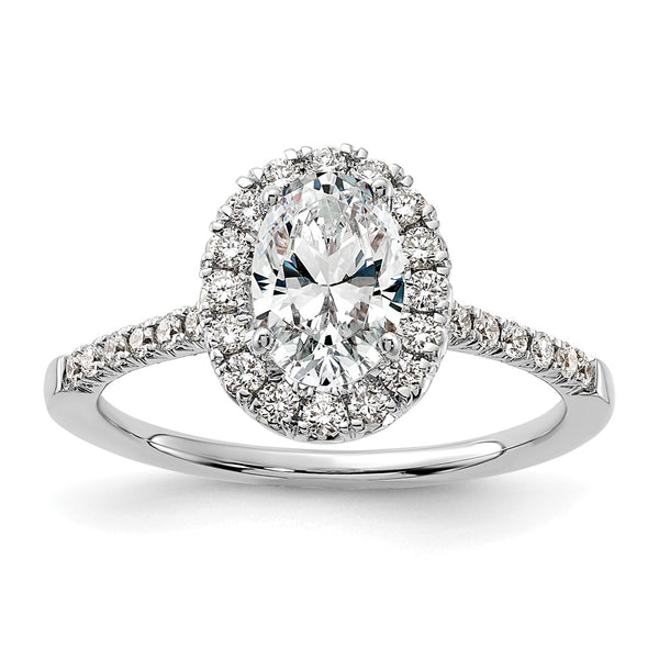 Exclusive 14K White Gold Halo Engagement Ring | 1 Carat Oval & Diamond Accents