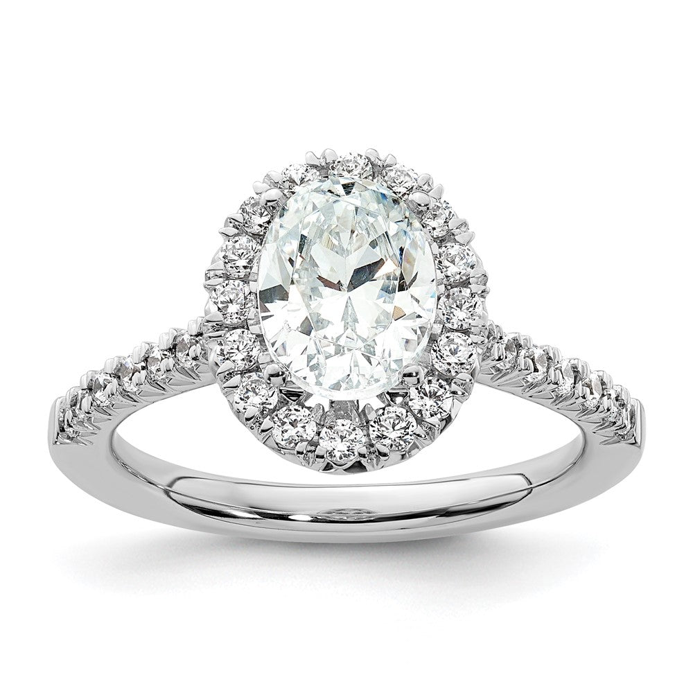 Buy Exclusive 14K White Gold Halo Semi-Mount Ring for 1.25 Carat Oval, Stylish Accents