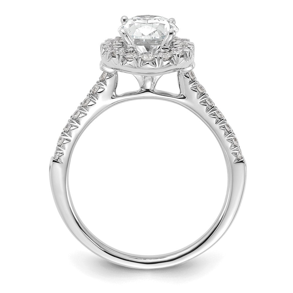 Exclusive 14K White Gold Halo Engagement Ring, 1.5 Carat Oval Center, Stylish Diamond Accents