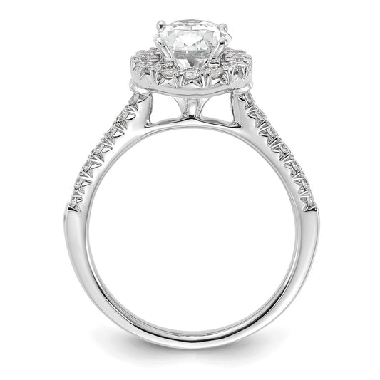 Exclusive 14K White Gold Halo Engagement Ring, 1.5 Carat Oval Center, Stylish Diamond Accents