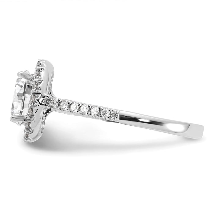 Exclusive 14K White Gold Halo Engagement Ring, 1.5 Carat Oval Center, Stylish Diamond Accents-3