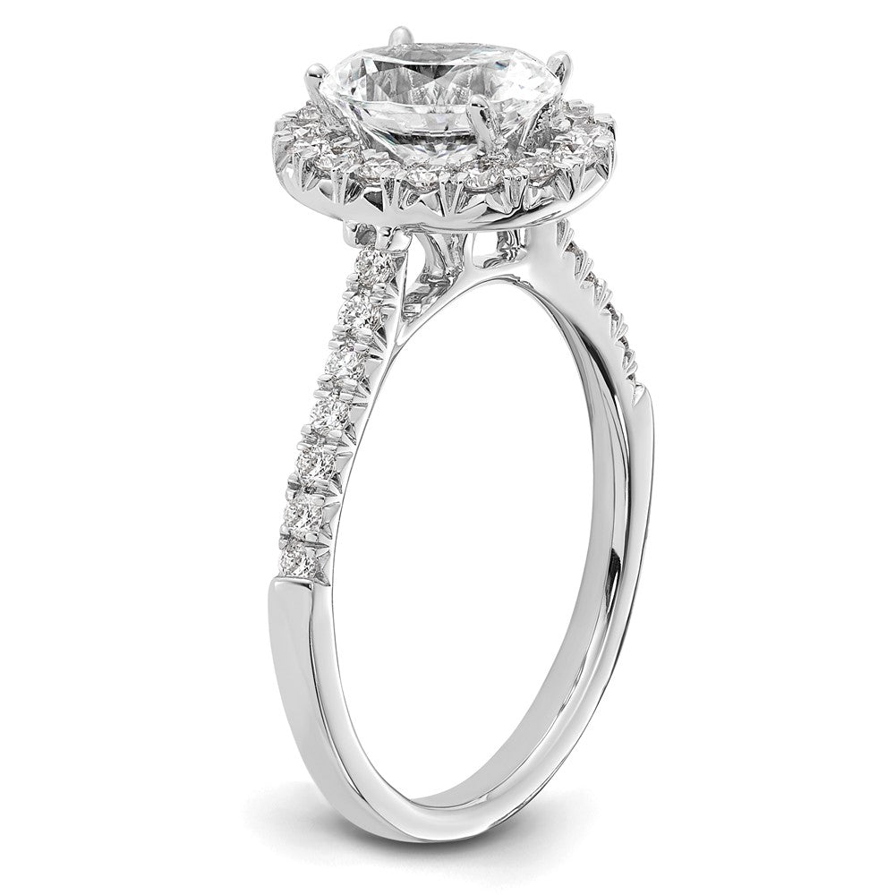 Exclusive 14K White Gold Halo Engagement Ring, 1.5 Carat Oval Center, Stylish Diamond Accents