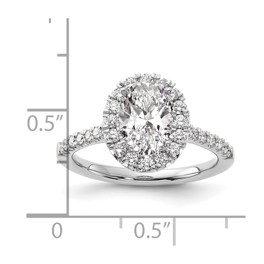 Exclusive 14K White Gold Halo Engagement Ring, 1.5 Carat Oval Center, Stylish Diamond Accents