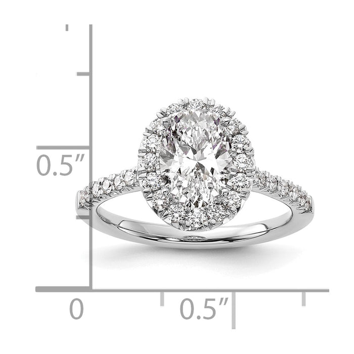 Exclusive 14K White Gold Halo Engagement Ring, 1.5 Carat Oval Center, Stylish Diamond Accents-7