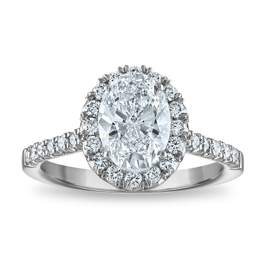 Buy 1.98ct Oval Lab-Grown Diamond Engagement Ring in 14K Gold, Stylish Halo