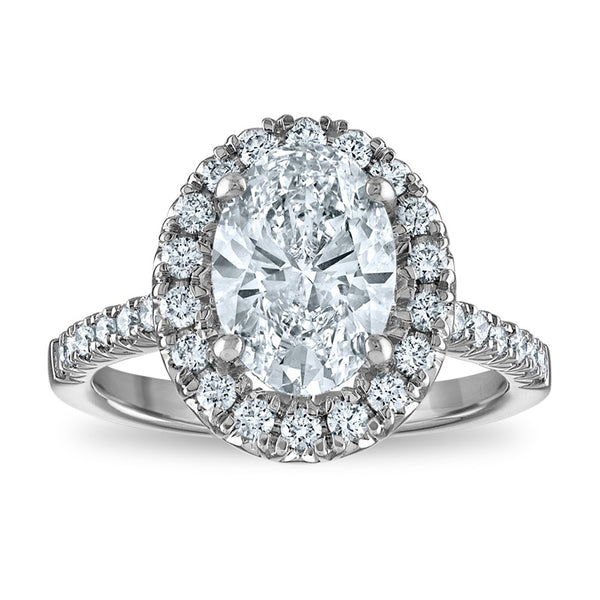 3.08ct Oval Lab-Grown Diamond Ring in 14K White Gold Halo