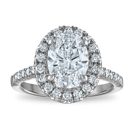 Buy Exclusive 3.08ct Oval Lab-Grown Diamond Ring in 14K White Gold Halo