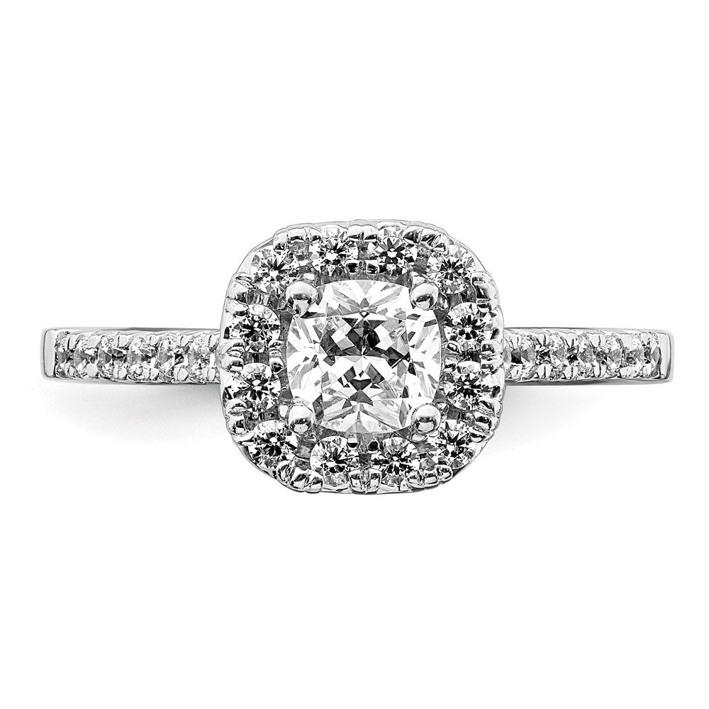 Buy Exclusive 14K White Gold Halo Engagement Ring - 1/2 Carat Cushion & Diamond Accents
