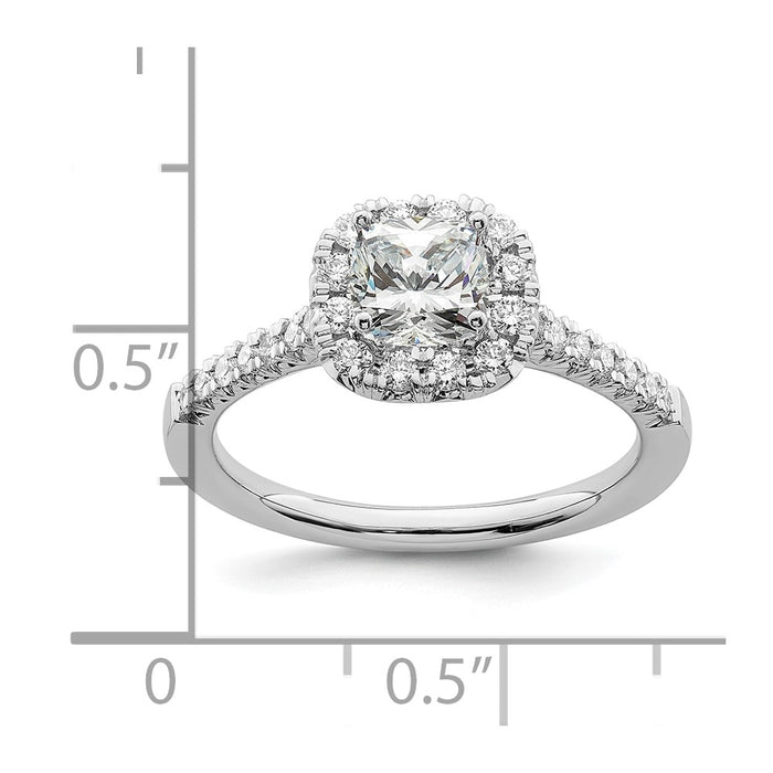 Buy Exclusive 14K White Gold Halo Engagement Ring - 1/2 Carat Cushion & Diamond Accents-7