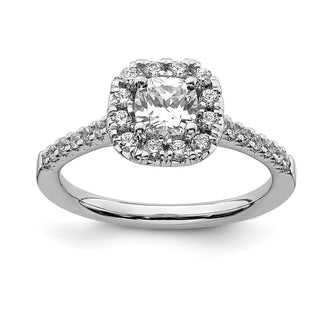 Buy Exclusive 14K White Gold Halo Engagement Ring - 1/2 Carat Cushion & Diamond Accents