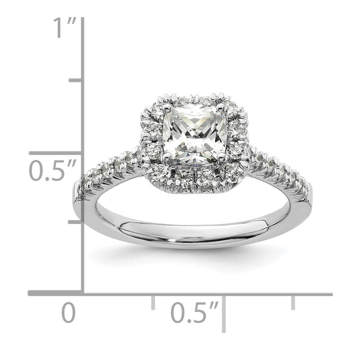 Buy Exclusive 14K White Gold Halo Engagement Ring - 3/4 Carat Cushion & Accents-7