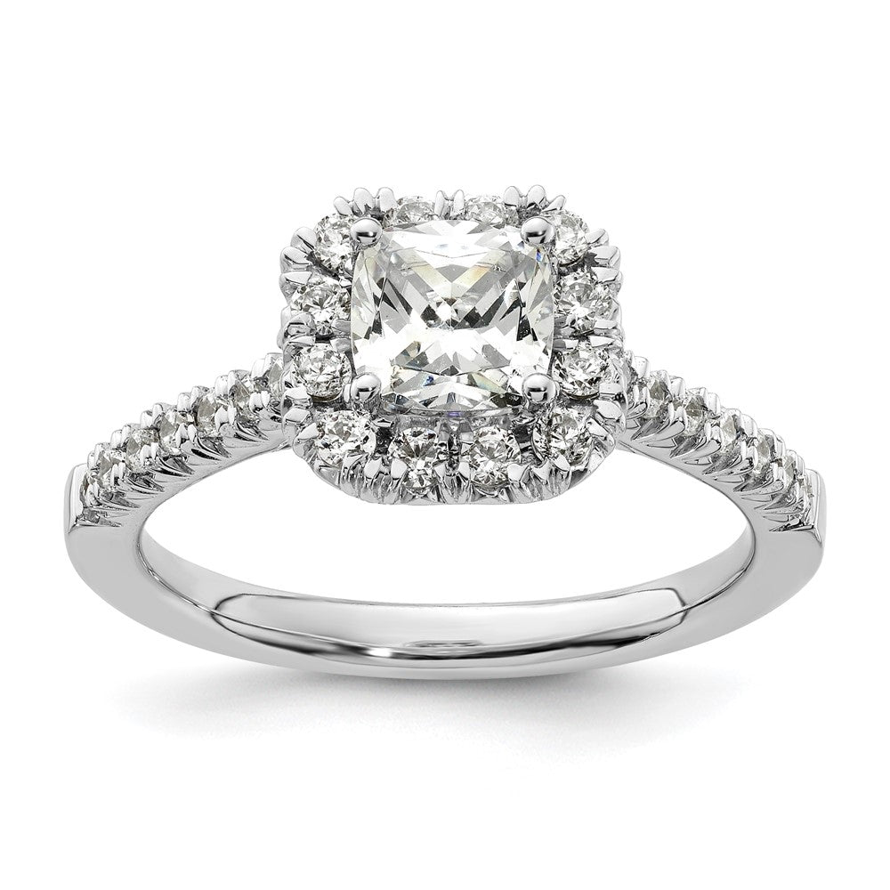 Buy Exclusive 14K White Gold Halo Engagement Ring - 3/4 Carat Cushion & Accents