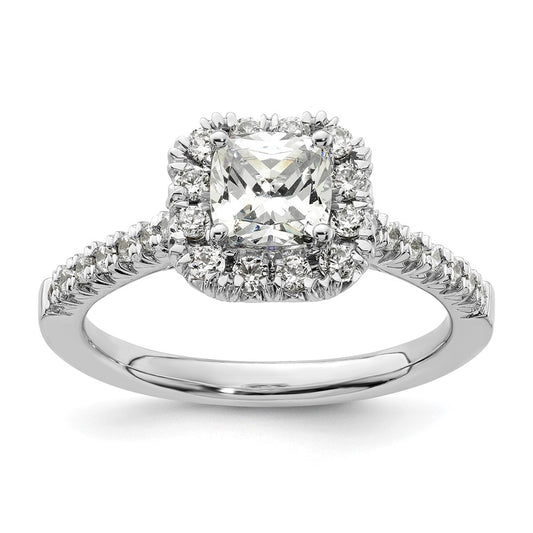 Buy Exclusive 14K White Gold Halo Engagement Ring - 3/4 Carat Cushion & Accents