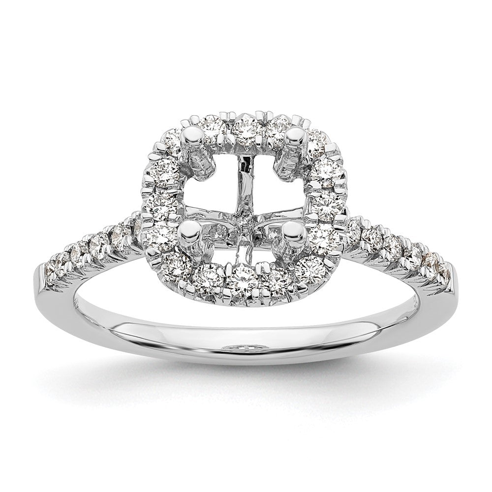 Buy Exclusive 14K White Gold Halo Semi-Mount Ring | 1 Carat Cushion & 3/8 Carat Diamonds