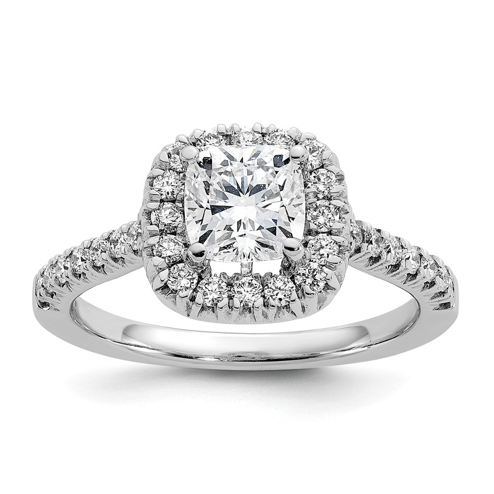 Buy Exclusive 14K White Gold Halo Semi-Mount Ring | 1 Carat Cushion & 3/8 Carat Diamonds
