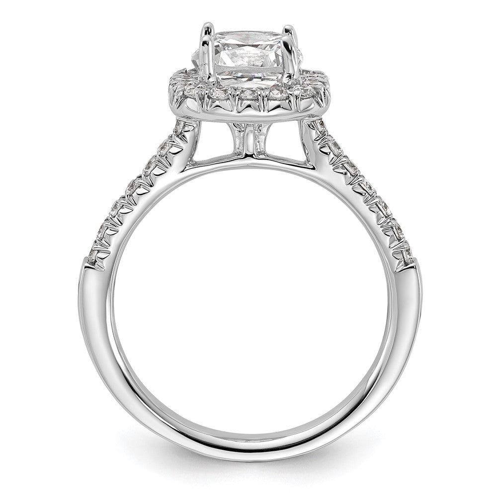 Exclusive 14K White Gold Halo Semi-Mount Ring for 1.5 Carat Cushion Center, Stylish 1/2 Carat Diamond Accents