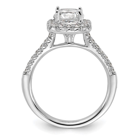 Exclusive 14K White Gold Halo Semi-Mount Ring for 1.5 Carat Cushion Center, Stylish 1/2 Carat Diamond Accents