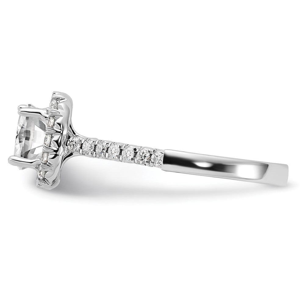 Exclusive 14K White Gold Halo Semi-Mount Ring for 1.5 Carat Cushion Center, Stylish 1/2 Carat Diamond Accents