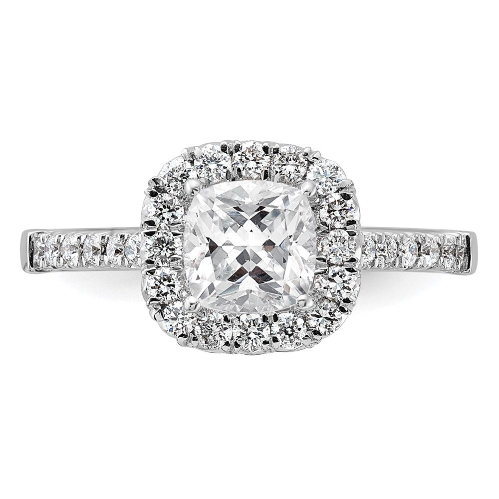 Exclusive 14K White Gold Halo Semi-Mount Ring for 1.5 Carat Cushion Center, Stylish 1/2 Carat Diamond Accents
