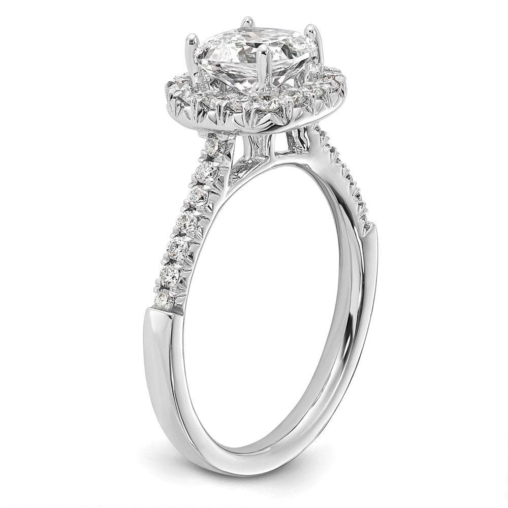Exclusive 14K White Gold Halo Semi-Mount Ring for 1.5 Carat Cushion Center, Stylish 1/2 Carat Diamond Accents