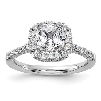 Exclusive 14K White Gold Halo Semi-Mount Ring for 1.5 Carat Cushion Center, Stylish 1/2 Carat Diamond Accents