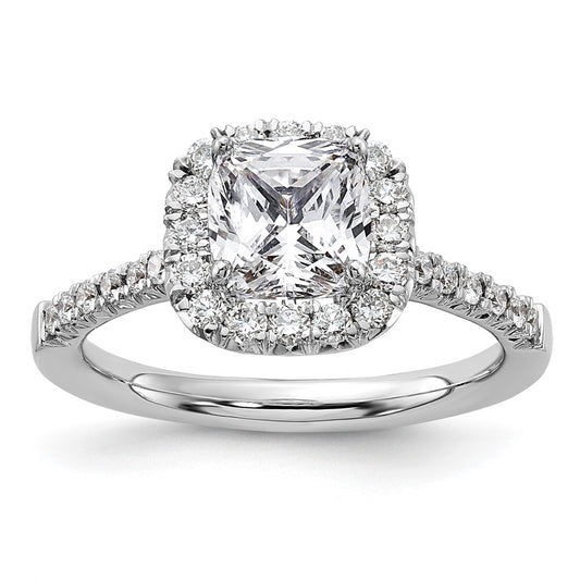 Exclusive 14K White Gold Halo Semi-Mount Ring for 1.5 Carat Cushion Center, Stylish 1/2 Carat Diamond Accents