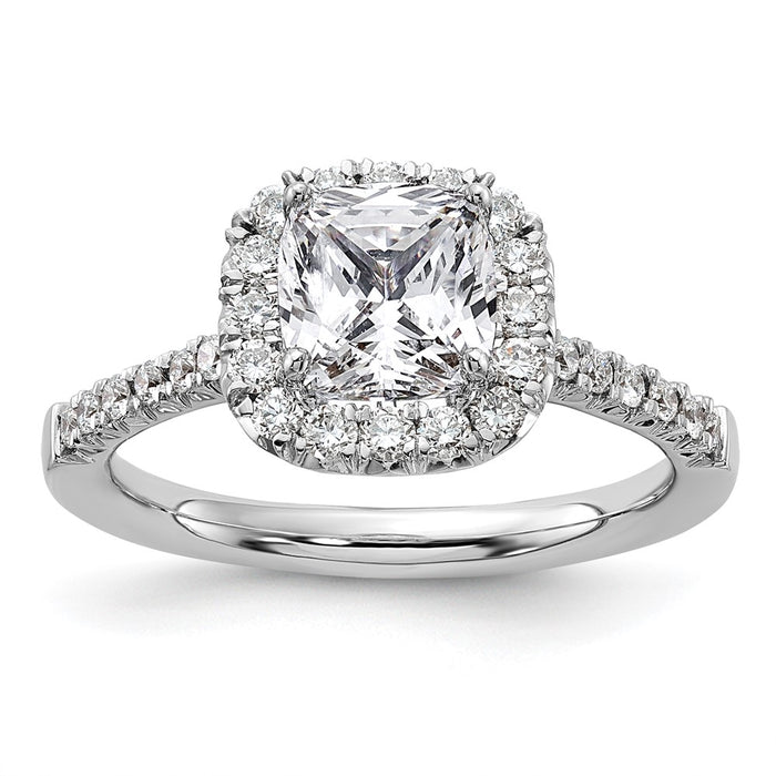 Exclusive 14K White Gold Halo Semi-Mount Ring for 1.5 Carat Cushion Center, Stylish 1/2 Carat Diamond Accents-1
