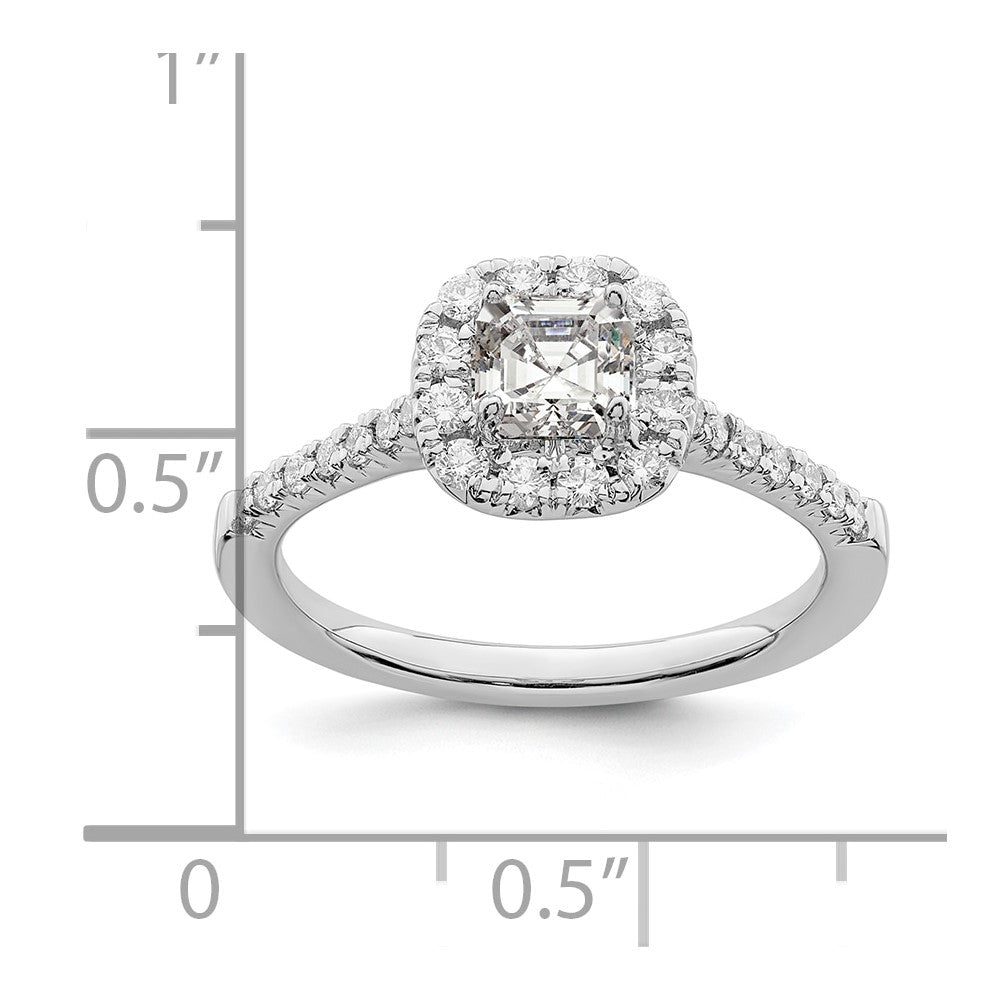 High-Quality 14K White Gold Halo Engagement Ring, 1/2 Carat Asscher-Cut, Stylish Value