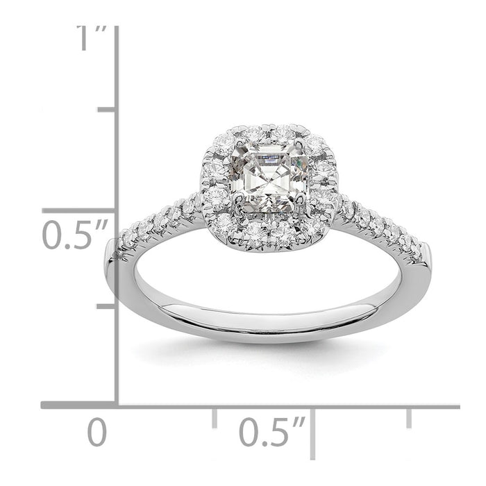 High-Quality 14K White Gold Halo Engagement Ring, 1/2 Carat Asscher-Cut, Stylish Value-7