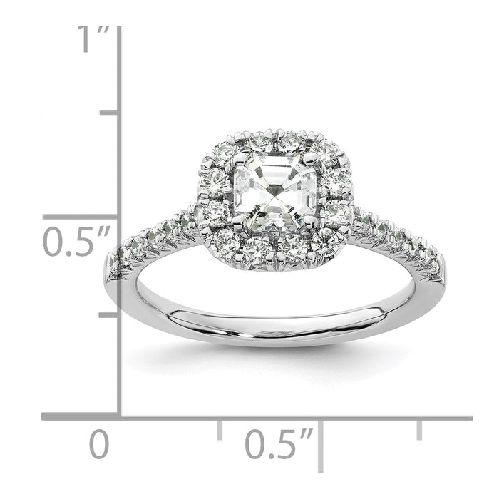 Buy 14K White Gold Halo Semi-Mount Engagement Ring for 3/4 Carat Stone, Luxury Design-7