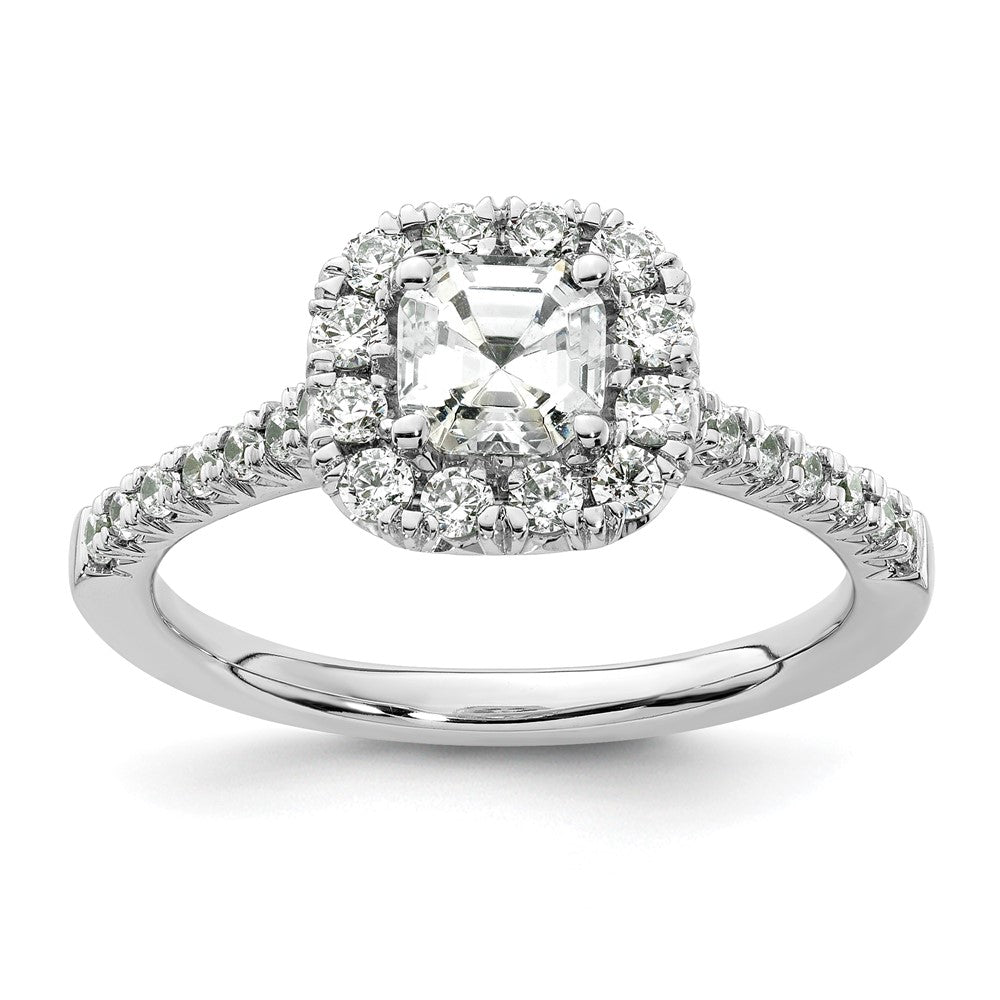 Buy 14K White Gold Halo Semi-Mount Engagement Ring for 3/4 Carat Stone, Luxury Design
