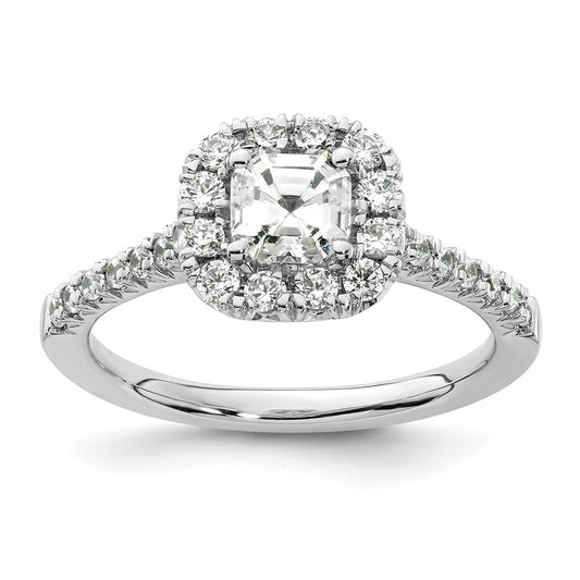 Buy 14K White Gold Halo Semi-Mount Engagement Ring for 3/4 Carat Stone, Luxury Design