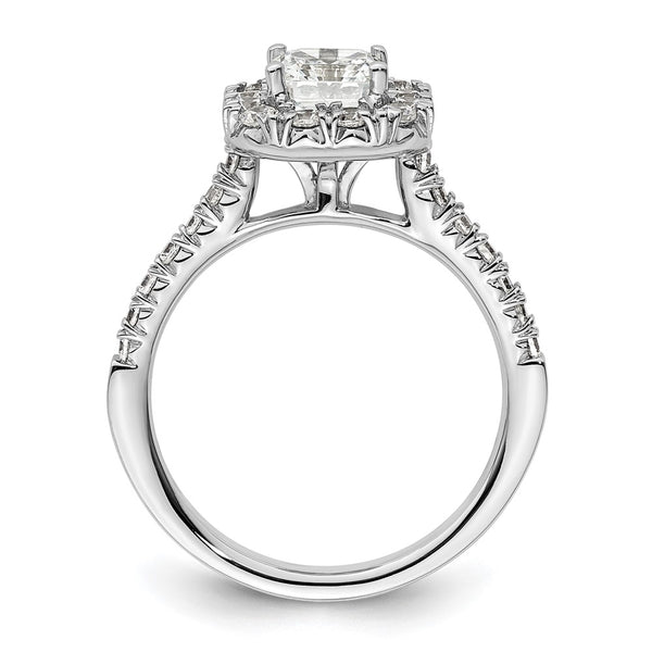 14K White Gold Halo Semi-Mount Engagement Ring for 1.25 Carat Stone