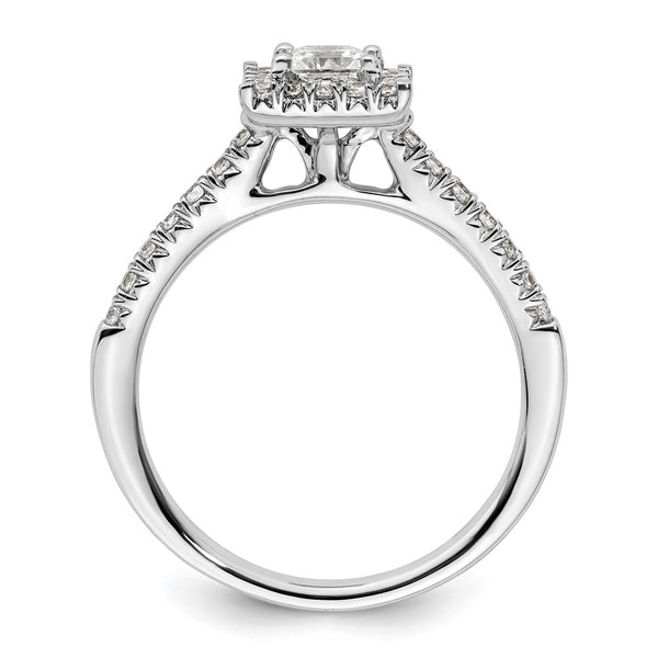 14K White Gold Halo Semi-Mount Engagement Ring for 1/3 Carat Gemstone