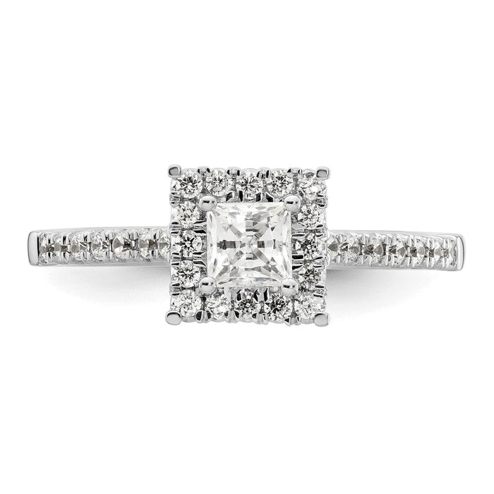 Buy 14K White Gold Halo Semi-Mount Engagement Ring for 1/3 Carat Gemstone-4